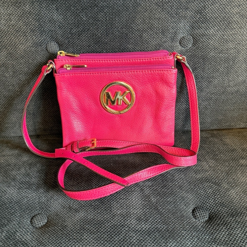 Michael Kors Fulton Crossbody with Gold Hardware.